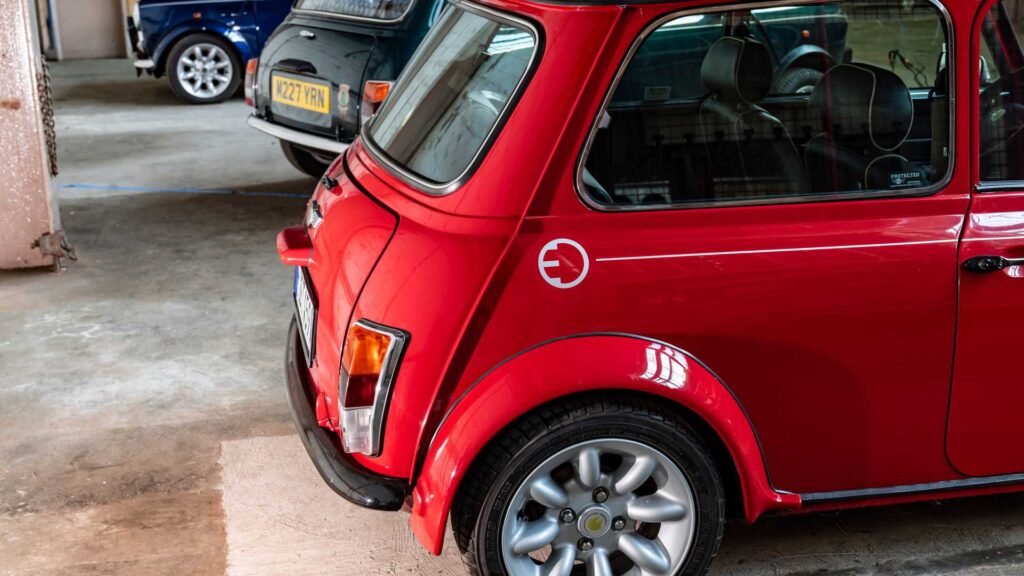 Classic Mini converted to New Mini Recharged, the 100% electric vehicle